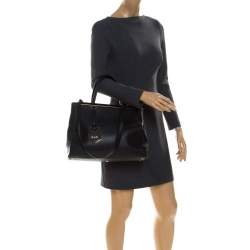 Pre Owned Fendi Black Leather Medium 2Jours Tote