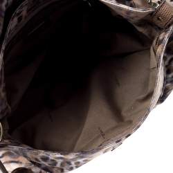 Pre Owned Fendi Brown Zucca Animal Print Canvas and Lizard Chef Shoulder Bag