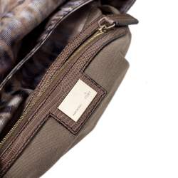 Pre Owned Fendi Brown Zucca Animal Print Canvas and Lizard Chef Shoulder Bag