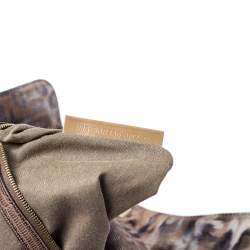 Pre Owned Fendi Brown Zucca Animal Print Canvas and Lizard Chef Shoulder Bag