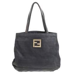 Pre Owned Fendi Grey Nubuck Leather Hobo