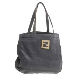 Pre Owned Fendi Grey Nubuck Leather Hobo
