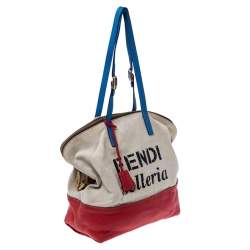 Pre Owned Fendi Multicolor Canvas and Leather 2Bag Colorblock Shoulder Bag