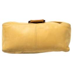 Pre Owned Fendi Yellow Iridescent Leather Large Mamma Forever Flap Shoulder Bag