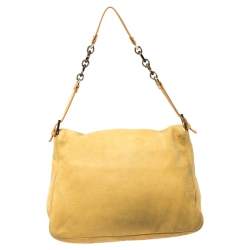 Pre Owned Fendi Yellow Iridescent Leather Large Mamma Forever Flap Shoulder Bag