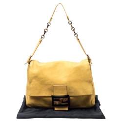 Pre Owned Fendi Yellow Iridescent Leather Large Mamma Forever Flap Shoulder Bag