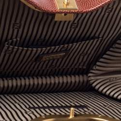 Pre Owned Fendi Multicolor Textured Leather Miss Marple Top Handle Bag