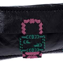 Pre Owned Fendi Multicolor Whipstitch Leather Flap Clutch