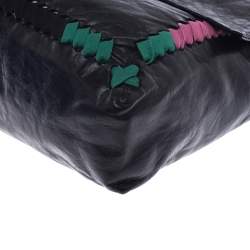 Pre Owned Fendi Multicolor Whipstitch Leather Flap Clutch