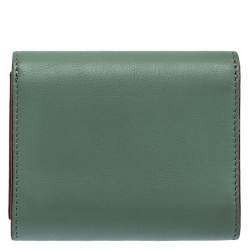 Pre Owned Fendi Light Olive Leather Card Holder