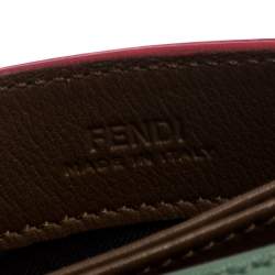 Pre Owned Fendi Light Olive Leather Card Holder