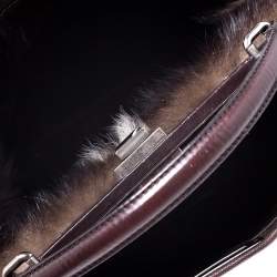 Pre Owned Fendi Dark Brown Leather Large Peekaboo Top Handle Bag