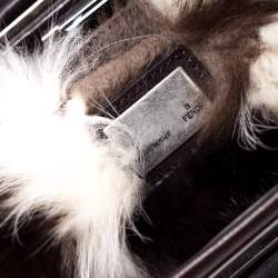 Pre Owned Fendi Dark Brown Leather Large Peekaboo Top Handle Bag