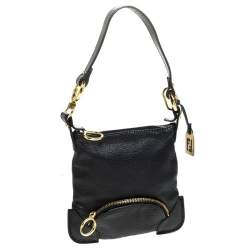 Pre Owned Fendi Black Leather Mini Front Pocket Bag