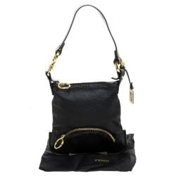 Pre Owned Fendi Black Leather Mini Front Pocket Bag