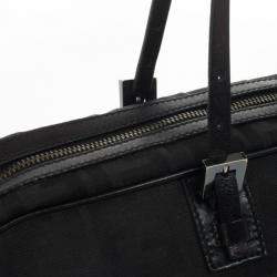 Pre Owned Fendi Black Zucca Canvas East/West Satchel Bag