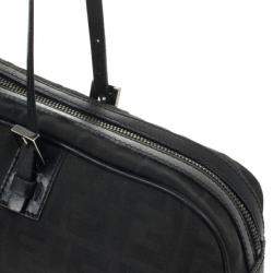 Pre Owned Fendi Black Zucca Canvas East/West Satchel Bag