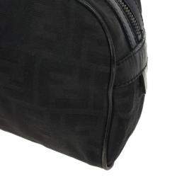 Pre Owned Fendi Black Zucca Canvas East/West Satchel Bag