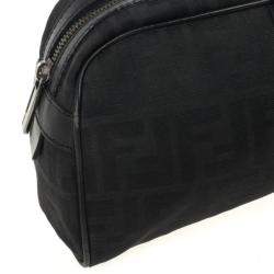 Pre Owned Fendi Black Zucca Canvas East/West Satchel Bag