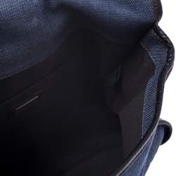 Pre Owned Fendi Blue Canvas and Leather Borsa Tape Shoulder Bag