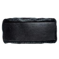 Pre Owned Fendi Black Zucchino Jacquard Etniko Satchel