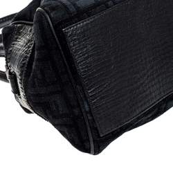 Pre Owned Fendi Black Zucchino Jacquard Etniko Satchel