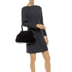 Pre Owned Fendi Black Zucchino Jacquard Etniko Satchel