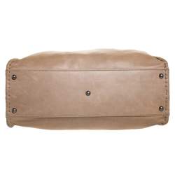 Pre Owned Fendi Beige Leather Large Selleria Peekaboo Top Handle Bag