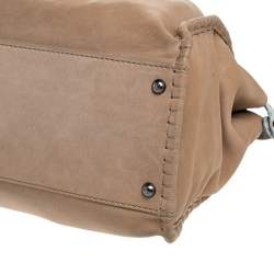 Pre Owned Fendi Beige Leather Large Selleria Peekaboo Top Handle Bag