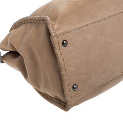 Pre Owned Fendi Beige Leather Large Selleria Peekaboo Top Handle Bag