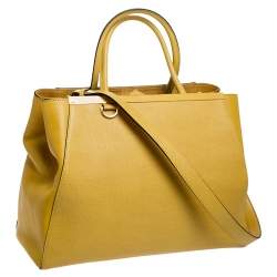 Pre Owned Fendi Yellow Leather Medium 2jours Tote