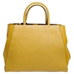 Pre Owned Fendi Yellow Leather Medium 2jours Tote