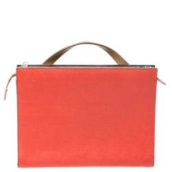 Pre Owned Fendi Tricolor Textured Leather Small Demi Jour Top Handle Bag