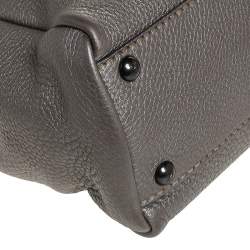 Pre Owned Fendi Metallic Grey Selleria Leather Medium Peekaboo Top Handle Bag