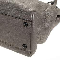 Pre Owned Fendi Metallic Grey Selleria Leather Medium Peekaboo Top Handle Bag