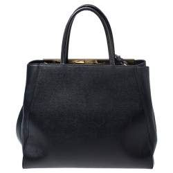 Pre Owned Fendi Black Leather Medium 2Jours Tote