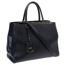 Pre Owned Fendi Black Leather Medium 2Jours Tote