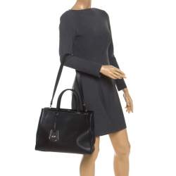 Pre Owned Fendi Black Leather Medium 2Jours Tote
