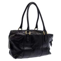 Pre Owned Fendi Black Leather Studded Satchel