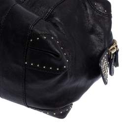 Pre Owned Fendi Black Leather Studded Satchel