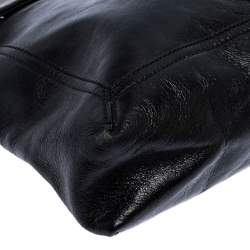 Fendi Black Leather Maxi Baguette Flap Shoulder Bag