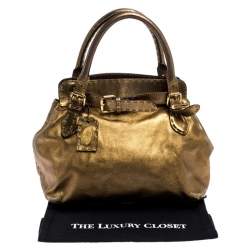 Pre Owned Fendi Gold Leather Selleria Villa Borghese Satchel