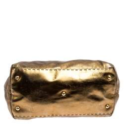 Pre Owned Fendi Gold Leather Selleria Villa Borghese Satchel