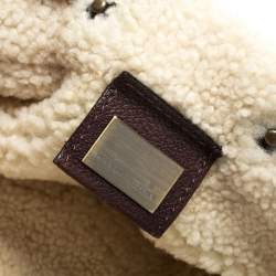 Pre Owned Fendi Brown Leather and Suede Shearling Hobo