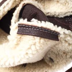 Pre Owned Fendi Brown Leather and Suede Shearling Hobo