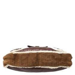 Pre Owned Fendi Brown Leather and Suede Shearling Hobo