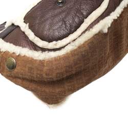 Pre Owned Fendi Brown Leather and Suede Shearling Hobo