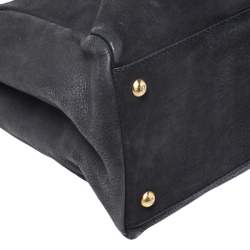 Pre Owned Fendi Black Nubuck Leather Large Peekaboo Top Handle Bag