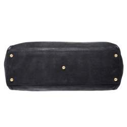 Pre Owned Fendi Black Nubuck Leather Large Peekaboo Top Handle Bag