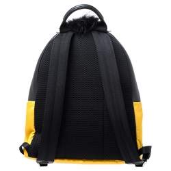 Pre Owned Fendi Yellow/Black Nylon/Leather and Fur Monster Backpack